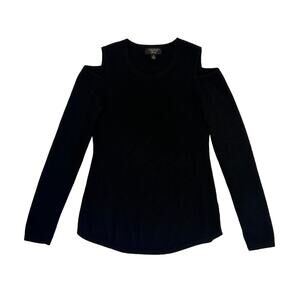 Charter Club 100% Cashmere Size S Luxury Black Shoulder Cut Out Sweater Top
